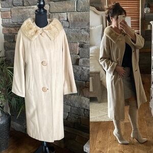 Vintage J.J. O’Donnell 100% Pure Cashmere Mink Collar Long Coat